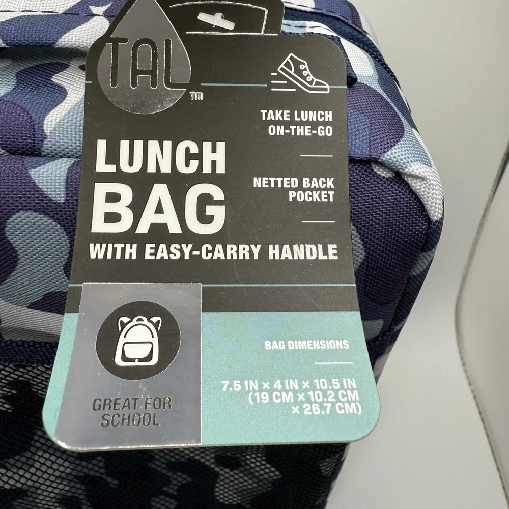 NWT TAL‎ Kids Insulated lunch Bag /Tote/Cooler Blue Camo